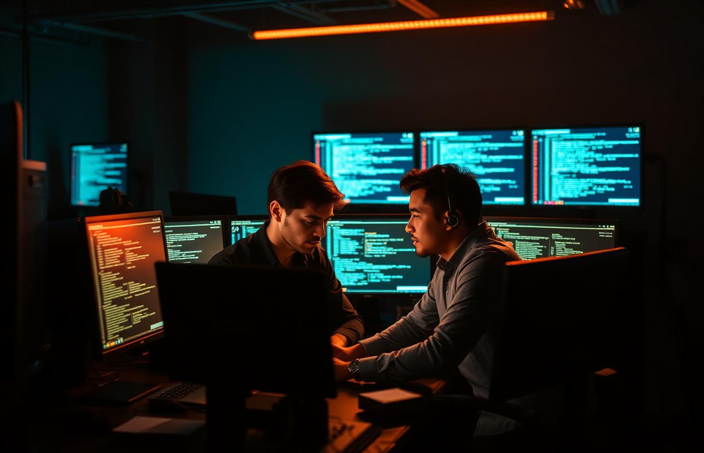 Engineers collaborating in a studio